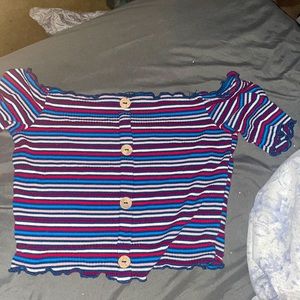 Red blue and white and pink crop tube top